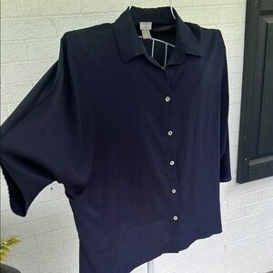 Chico's Blue Dolman Sleeve Button Down Shirt